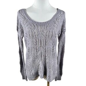 Y2K Fairy Whimsical Crochet Feminine Metallic Scoop Neck Sweater Large